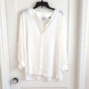 CAbi Tuxedo Blouse Button Down #3421 small Long Sleeve Tunic EUC